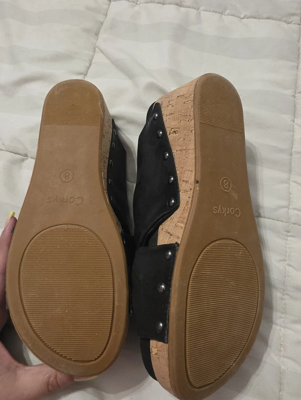 Black Knot Cork Wedge Sandals